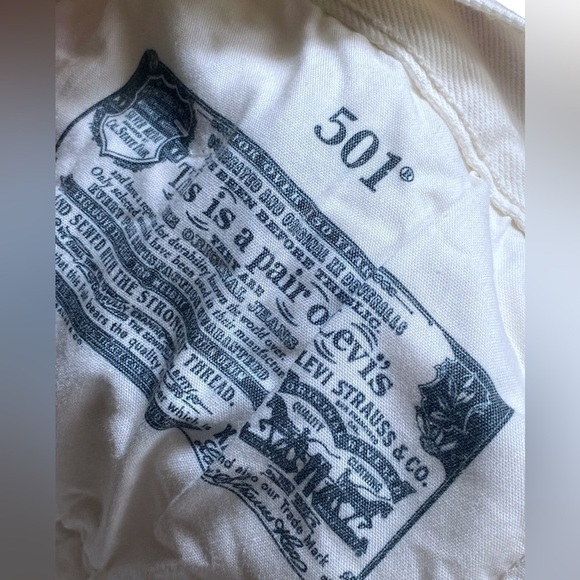 NWT LEVIS Strauss 501 Button Fly High Waist Straight Jean 30x 30 White …Hippie - Picture 6 of 16